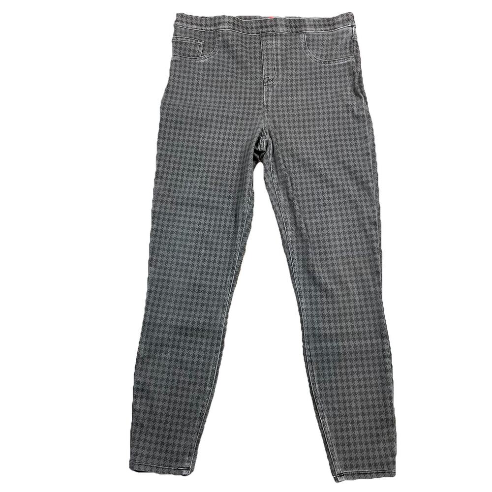 Spanx Womens Ankle Straight Leg Denim Jeans‎ Gray Houndstooth XL Skinny Stretch